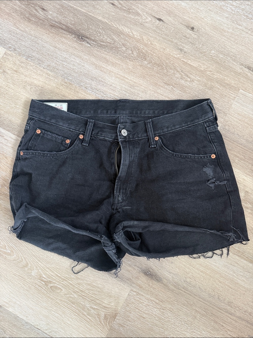 GAP Black Distressed Denim Shorts
